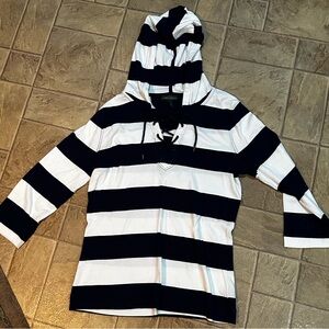 LRL  Lauren JEANS CO.Blue and White Striped Hoodie